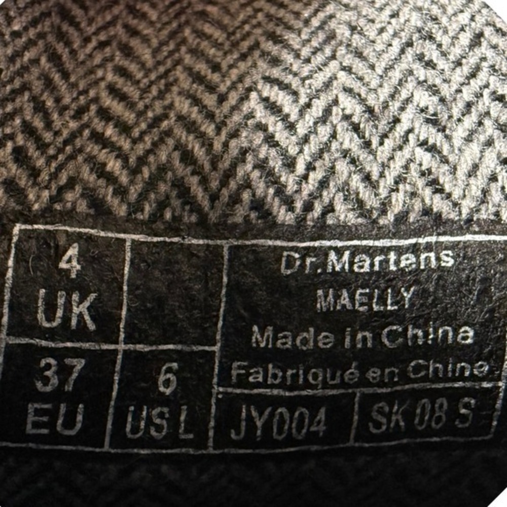 Dr. Martens Maelly Black Leather Herringbone Boots Dark‎ Academia Grunge Size 6 - Picture 6 of 15